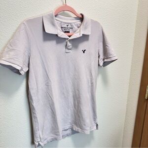 American Eagle Outfitters Men's Small Light Gray Polo, Casual 0036